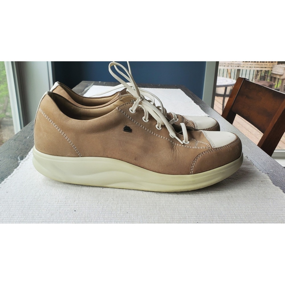 Finn Comfort Soho Shoes Women's Size 6 Olive Tan Nubuck Leather Lace Up